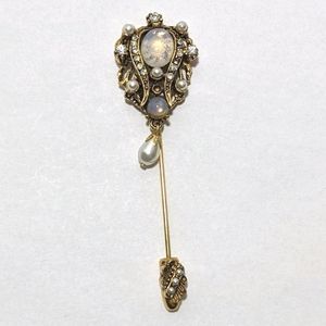Vintage Mid Century Rhinestone Pearl Stick Pin